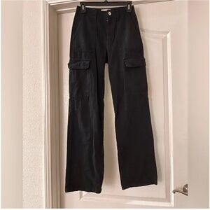 Zara Black Khaki Cargo Style Straight Leg Pants Size 0